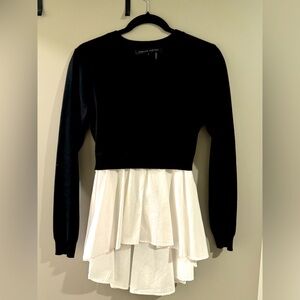 ENGLISH FACTORY, MIXED MEDIA PEPLUM SWEATER